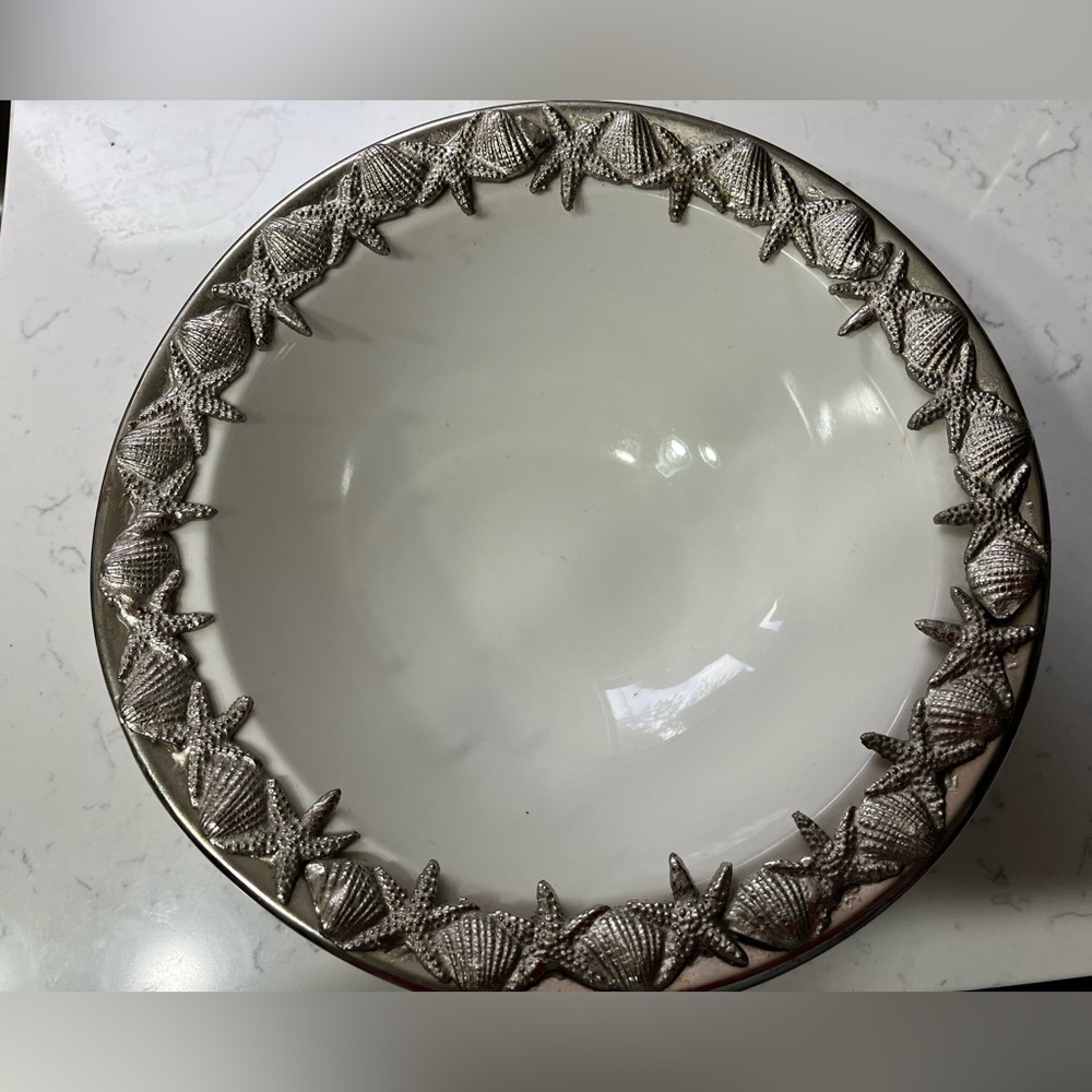 Zodax ceramic glass and pewter bowl
